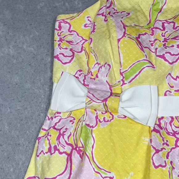 Lilly Pulitzer Dress Size 6 Yellow Pink Amberly Strapless Starfruit Day Floral - Picture 3 of 13